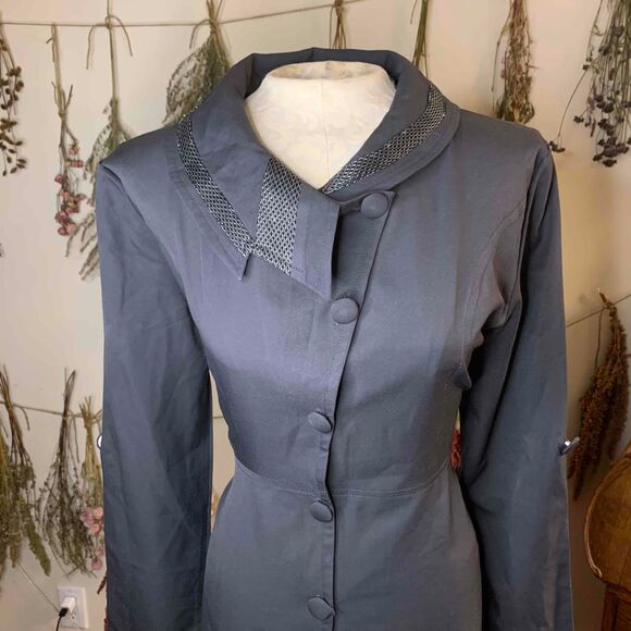 Charcoal Grey Asymmetrical Collar Button Down Modern Dress Size XXL - Picture 2 of 5